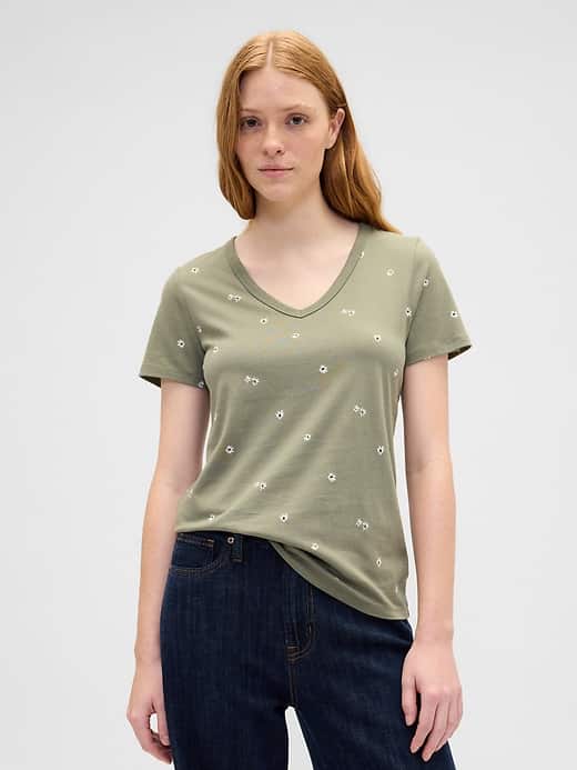 Favorite Print V-Green T-Shirt