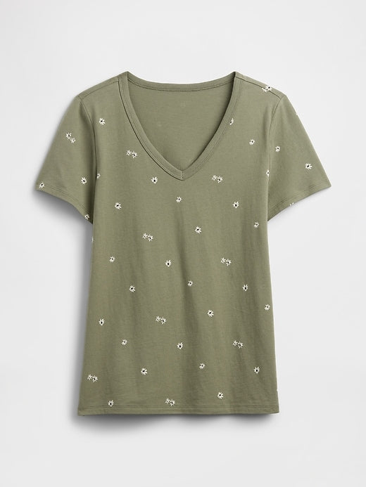 Favorite Print V-Green T-Shirt